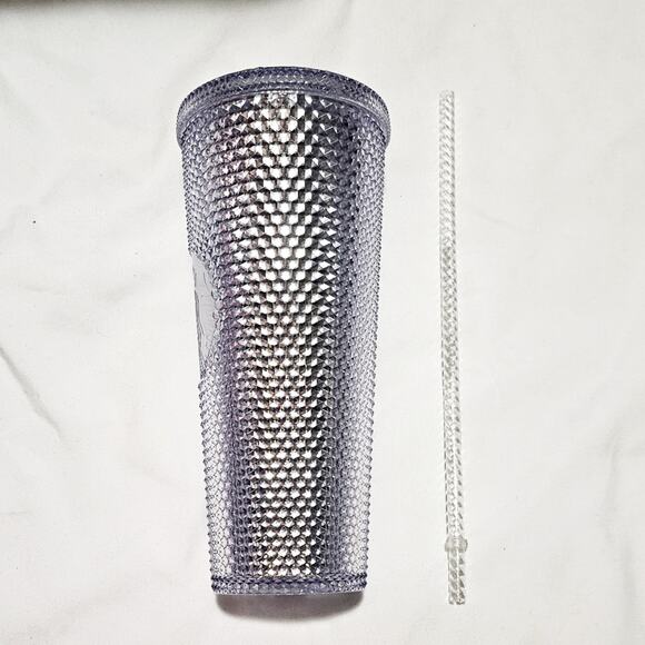 Starbucks New silver platinum clear Holiday 2019 studded venti tumbler 24 oz - Picture 4 of 9